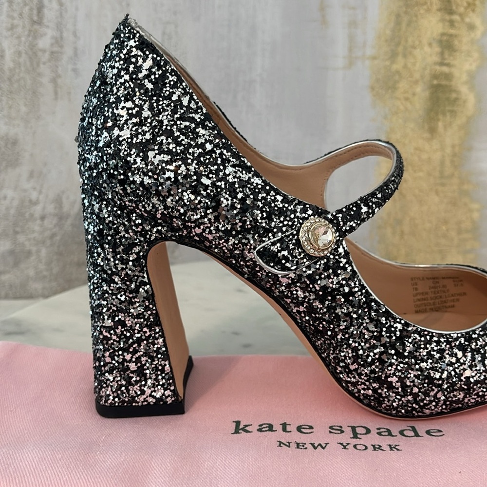 Kate Spade Maren Silver and Black Glitter (7B) 💗🎁😍 - Picture 3 of 7